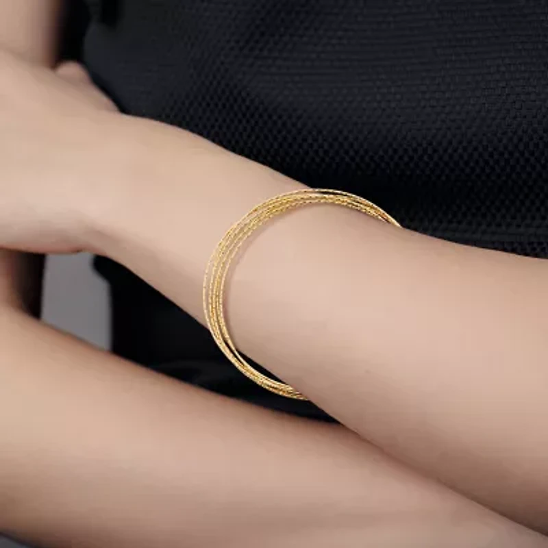 Made in Italy Womens 10K Gold Over Silver Bangle Bracelet