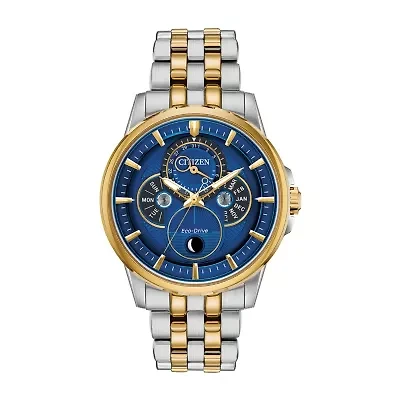 Citizen Calendrier Mens Two Tone Stainless Steel Bracelet Watch Bu0054-52l