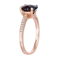 Womens Genuine Red Garnet 14K Rose Gold Over Silver Oval Halo Cocktail Ring