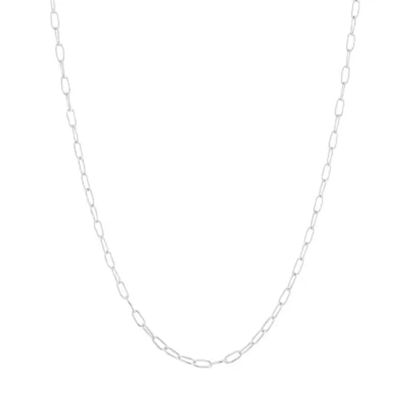 Silver Treasures Womens Sterling Silver 18 Inch Paperclip Chain Necklace