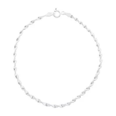 Silver Treasures Womens 8 Inch Solid Chain Bracelet
