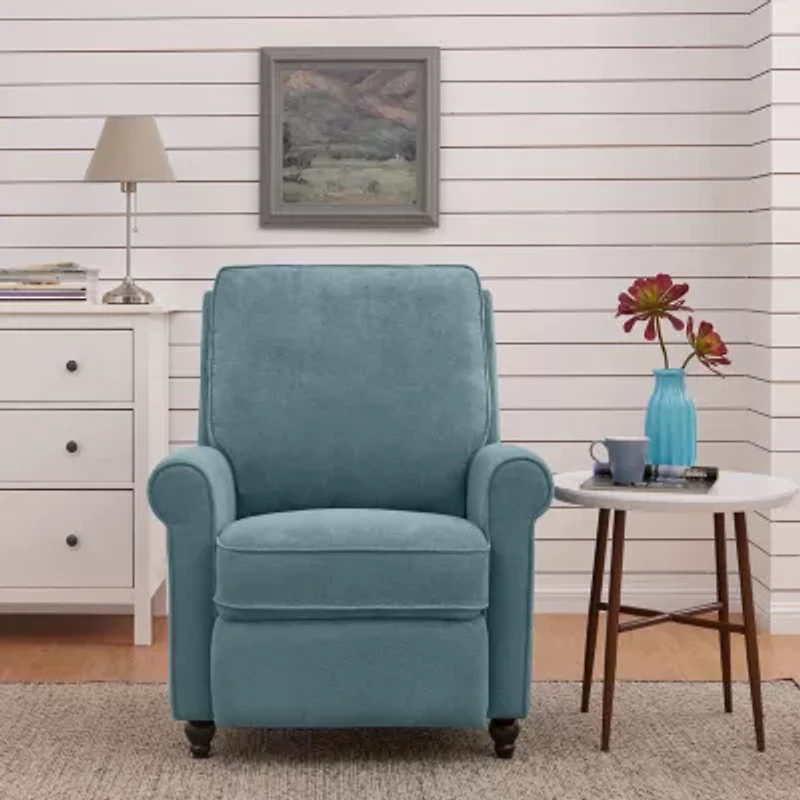 ProLounger Jennie Transitional Roll-Arm Push Back Recliner Chenille