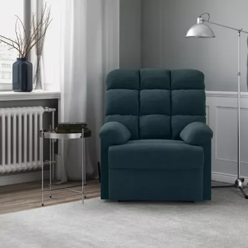 ProLounger Barbera Wall Hugger Biscuit Tufted Recliner Stain-Resistant Microfiber