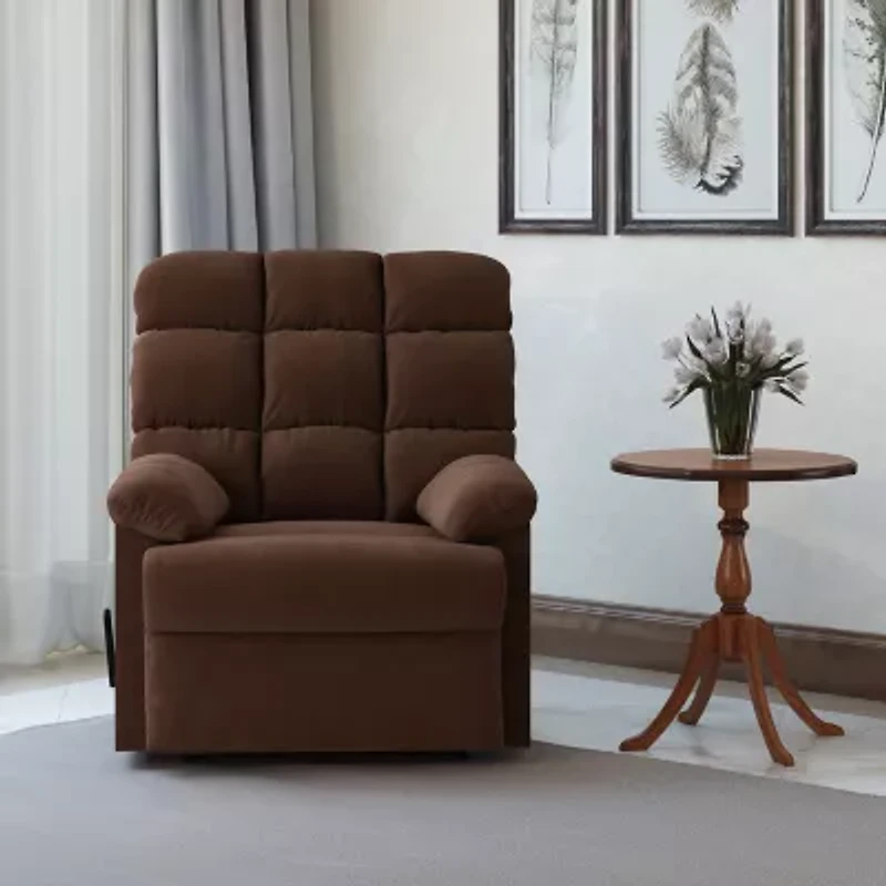 ProLounger Barbera Wall Hugger Biscuit Tufted Recliner Stain-Resistant Microfiber