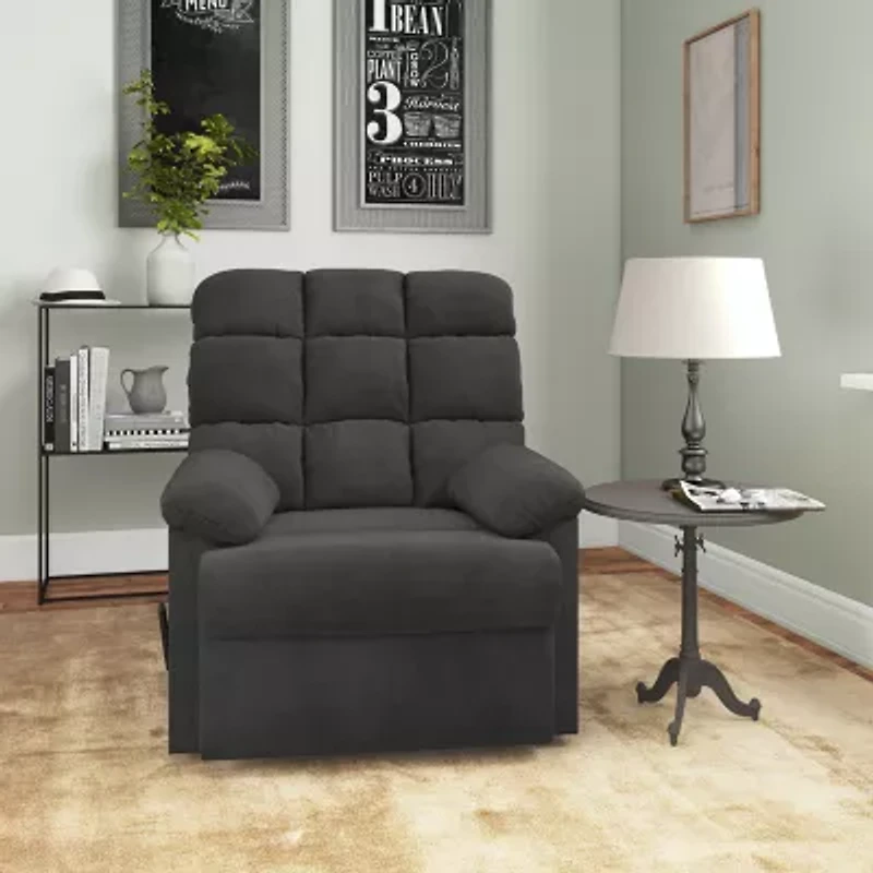 ProLounger Barbera Wall Hugger Biscuit Tufted Recliner Stain-Resistant Microfiber