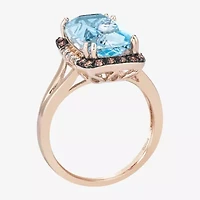 Le Vian® Grand Sample Sale™ Ring featuring 6  3/8 CT. Blue Topaz 1/5 Chocolate Diamonds® 1/20 Nude Diamonds™ set 14K Strawberry Gold®
