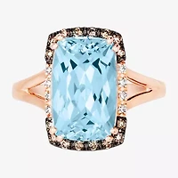 Le Vian® Grand Sample Sale™ Ring featuring 6  3/8 CT. Blue Topaz 1/5 Chocolate Diamonds® 1/20 Nude Diamonds™ set 14K Strawberry Gold®