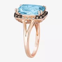 Le Vian® Grand Sample Sale™ Ring featuring 6  3/8 CT. Blue Topaz 1/5 Chocolate Diamonds® 1/20 Nude Diamonds™ set 14K Strawberry Gold®