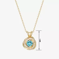 Womens Genuine Blue Topaz 18K Gold Over Silver 18 Inch Pendant Necklace