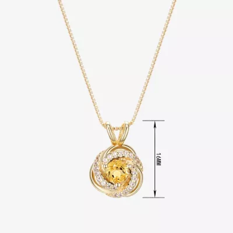 Womens Genuine Yellow Citrine 18K Gold Over Silver 18 Inch Pendant Necklace