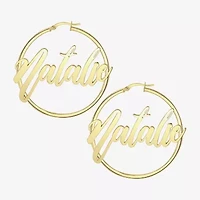 Womens 24K Gold Over Silver 45mm Hoop Earrings