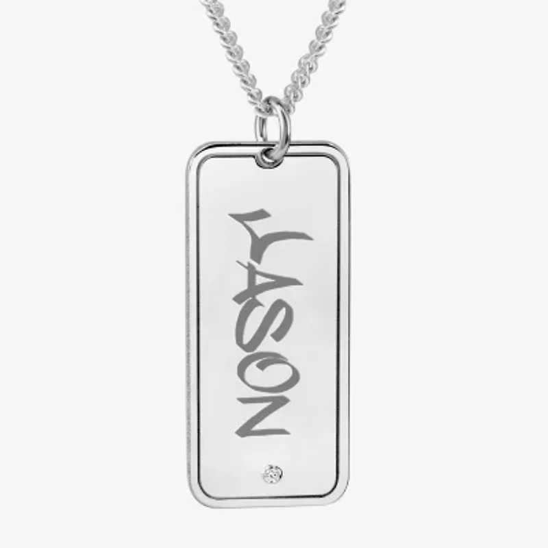 Mens Diamond Accent White Diamond Sterling Silver 20 Inch Pendant Necklace