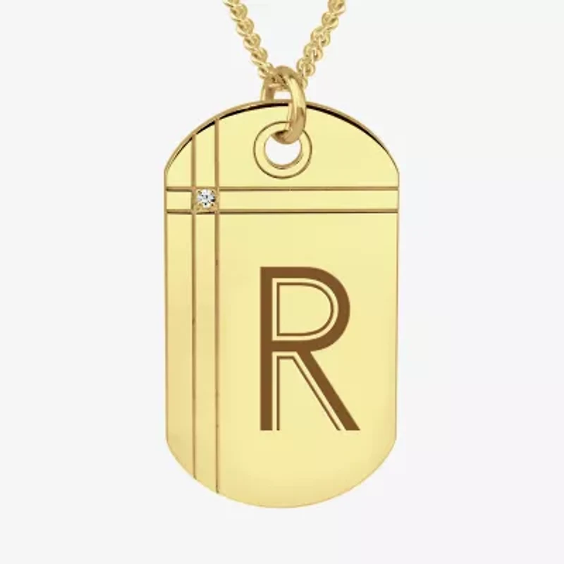 Mens Diamond Accent White Diamond 24K Gold Over Silver 20 Inch Pendant Necklace