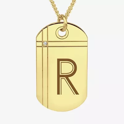 Mens Diamond Accent White Diamond 24K Gold Over Silver 20 Inch Pendant Necklace