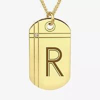 Mens Diamond Accent White Diamond 24K Gold Over Silver 20 Inch Pendant Necklace