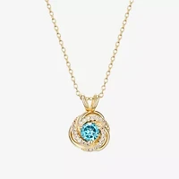 Womens Genuine Blue Topaz 18K Gold Over Silver 18 Inch Pendant Necklace