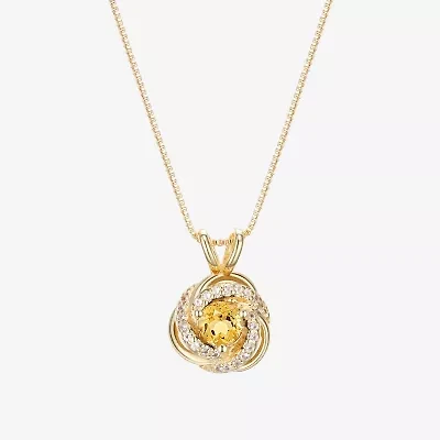 Womens Genuine Yellow Citrine 18K Gold Over Silver 18 Inch Pendant Necklace