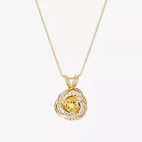 Womens Genuine Yellow Citrine 18K Gold Over Silver 18 Inch Pendant Necklace