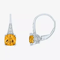 Gemstone Sterling Silver Cushion Drop Earrings