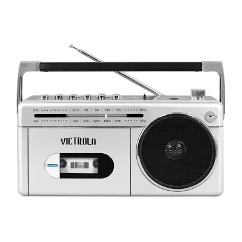 Victrola's Mini Bluetooth Boombox with Cassette Player, Recorder and AM/FM Radio