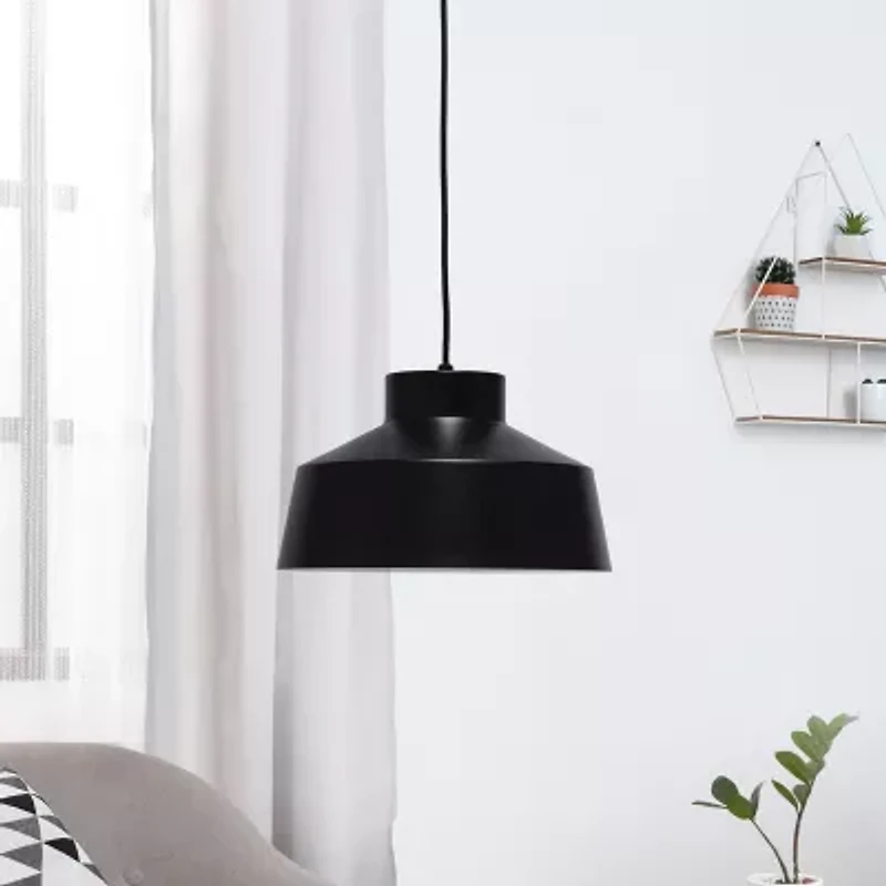All the Rages Lalia Home Black Industrial Barn Pendant Light