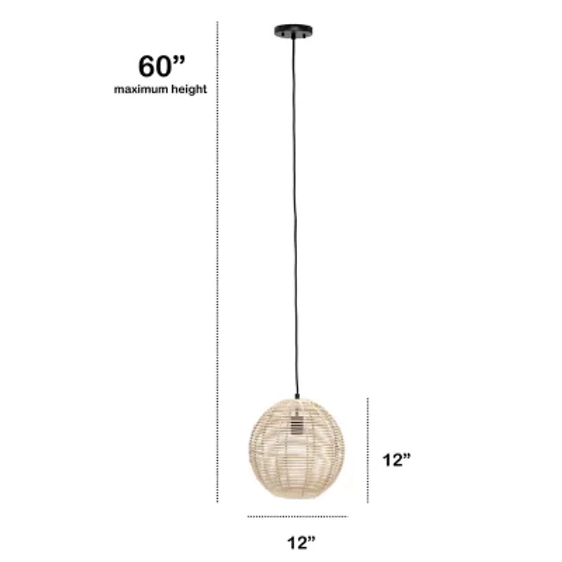 All the Rages Lalia Home Ball Shaped Rattan Pendant Light