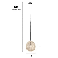 All the Rages Lalia Home Ball Shaped Rattan Pendant Light