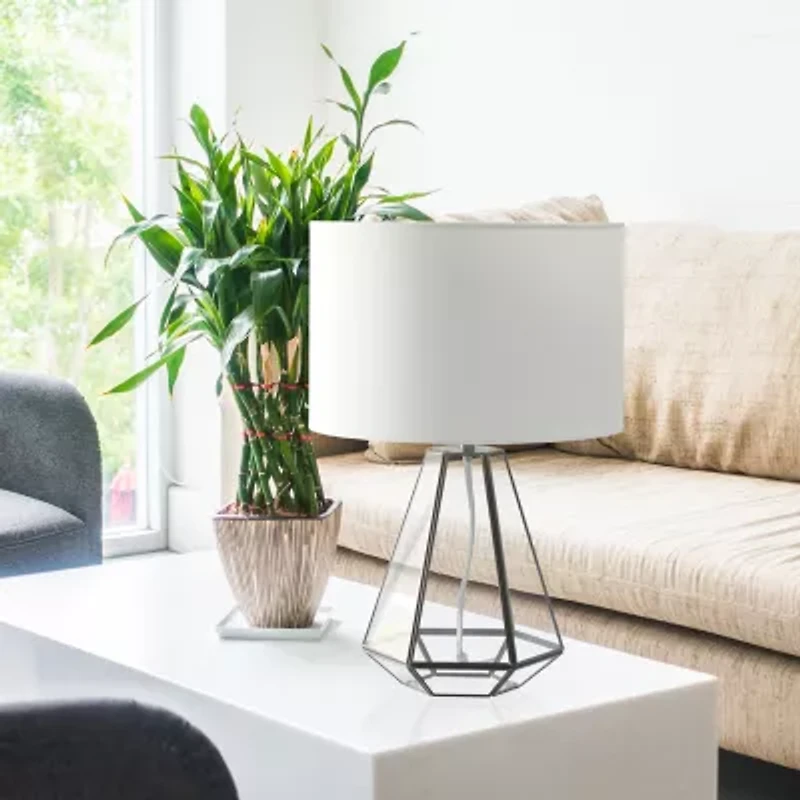 All the Rages Lalia Home Brass Transparent Triagonal Glass Table Lamp