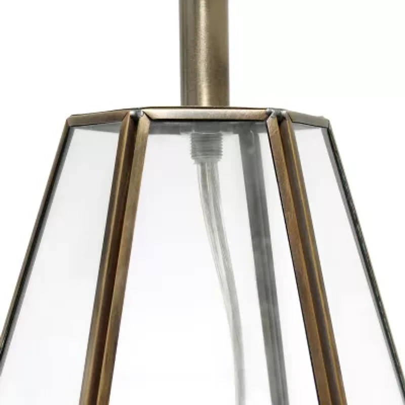 All the Rages Lalia Home Brass Transparent Triagonal Glass Table Lamp