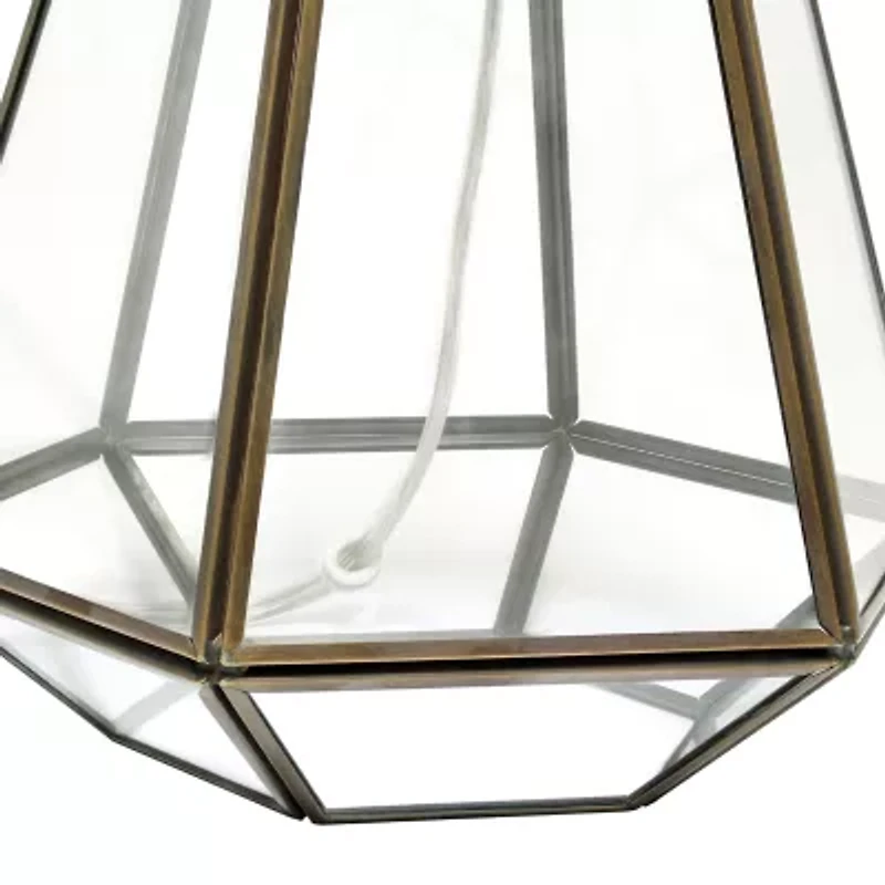All the Rages Lalia Home Brass Transparent Triagonal Glass Table Lamp