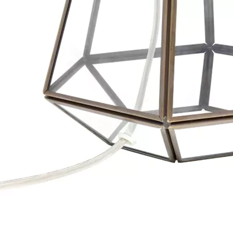 All the Rages Lalia Home Brass Transparent Triagonal Glass Table Lamp
