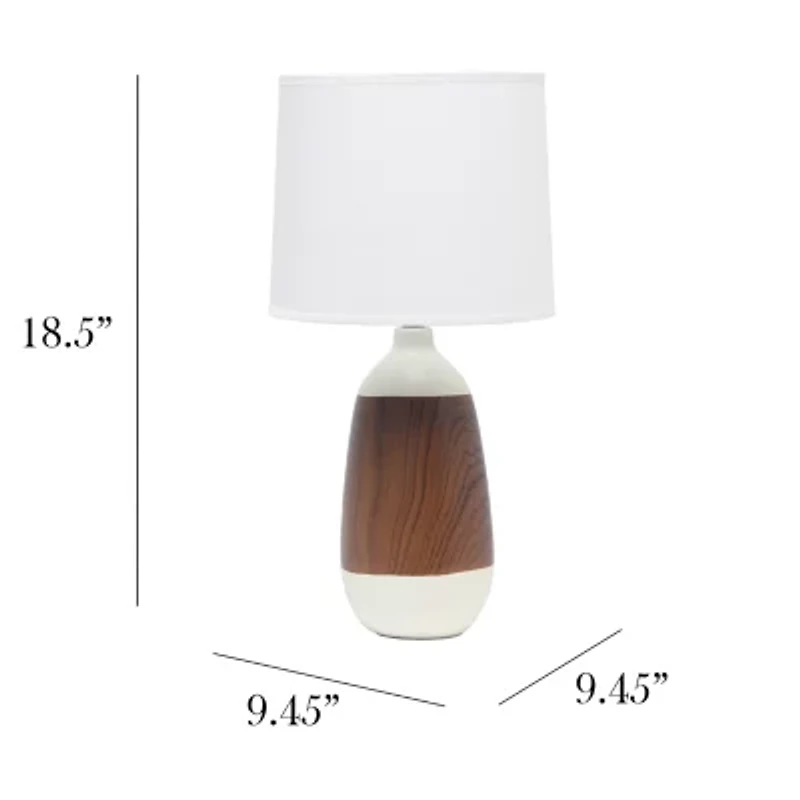 All the Rages Simple Designs Oblong Ceramic Table Lamp