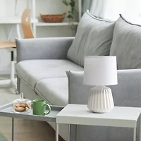All the Rages Simple Designs Petite Off White Pleated Base Ceramic Table Lamp