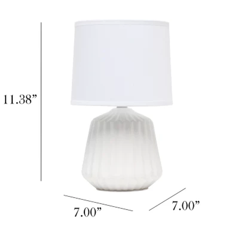 All the Rages Simple Designs Petite Off White Pleated Base Ceramic Table Lamp