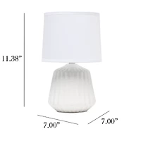 All the Rages Simple Designs Petite Off White Pleated Base Ceramic Table Lamp