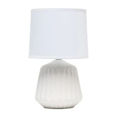 All the Rages Simple Designs Petite Off White Pleated Base Ceramic Table Lamp
