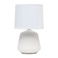 All the Rages Simple Designs Petite Off White Pleated Base Ceramic Table Lamp