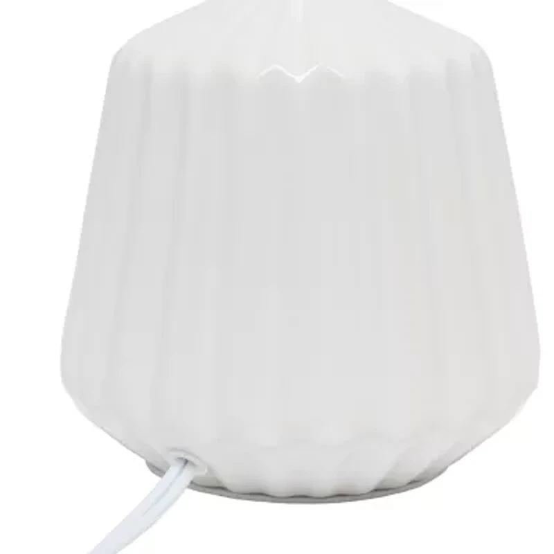 All the Rages Simple Designs Petite Off White Pleated Base Ceramic Table Lamp