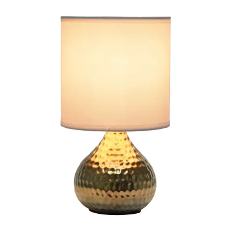 All the Rages Simple Designs Mini Hammered Porcelain Table Lamp