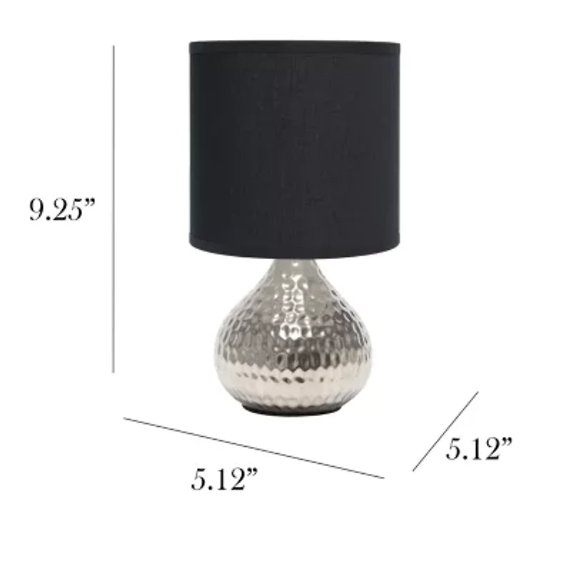 All the Rages Simple Designs Mini Hammered Porcelain Table Lamp