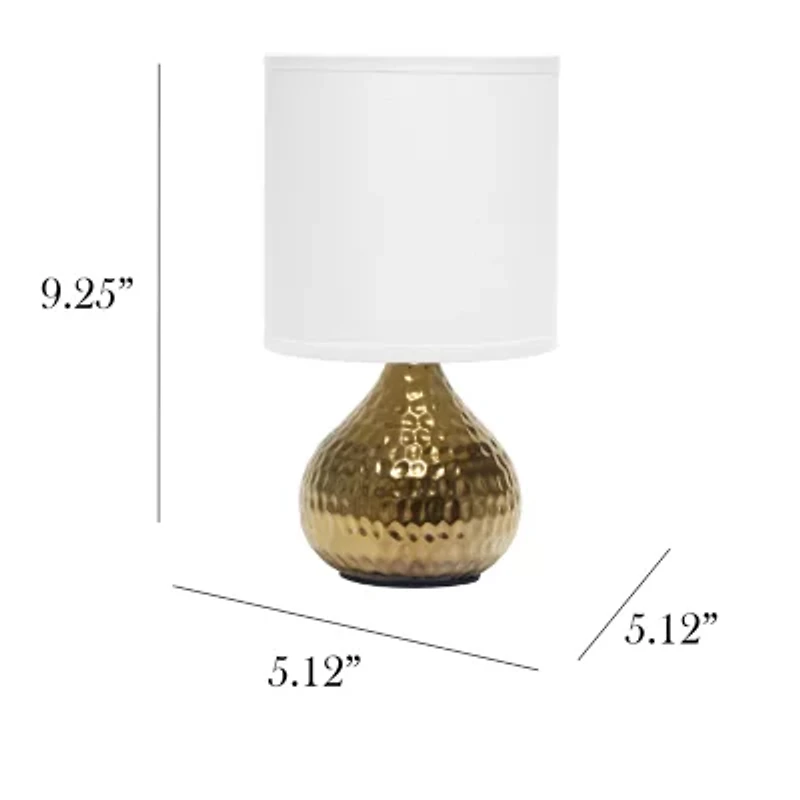 All the Rages Simple Designs Mini Hammered Porcelain Table Lamp
