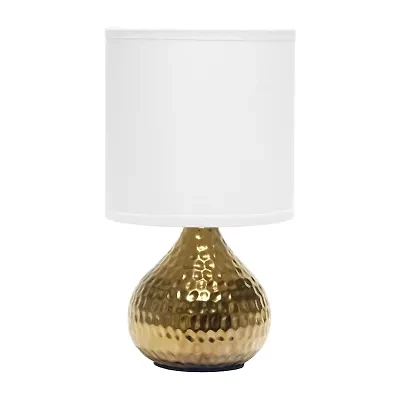 All the Rages Simple Designs Mini Hammered Porcelain Table Lamp