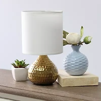 All the Rages Simple Designs Mini Hammered Porcelain Table Lamp