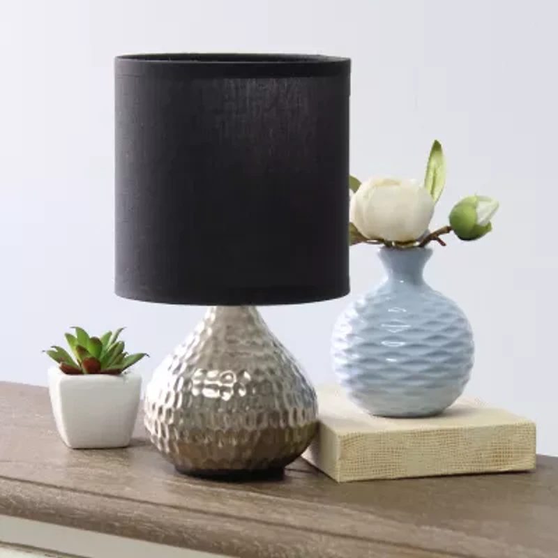 All the Rages Simple Designs Mini Hammered Porcelain Table Lamp