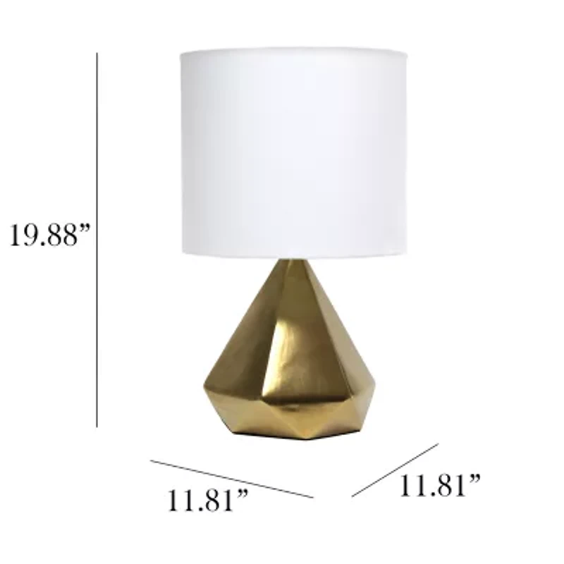 All the Rages Simple Designs Solid Pyramid Ceramic Table Lamp