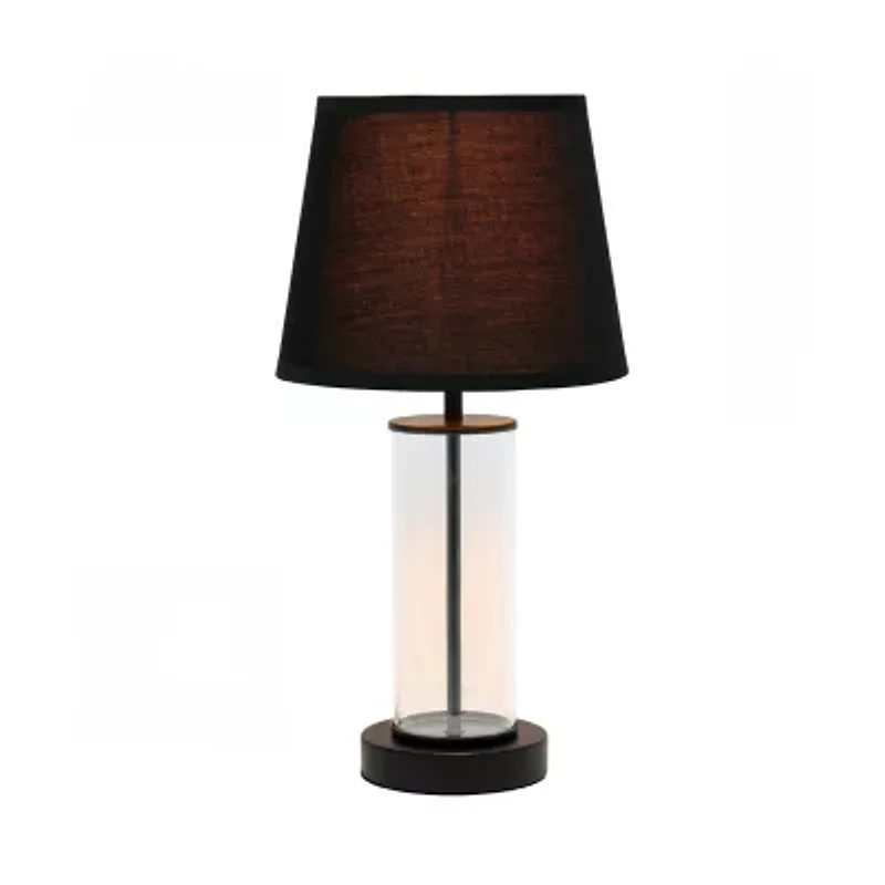 All the Rages Simple Designs Encased Metal And Clear Glass Table Lamp