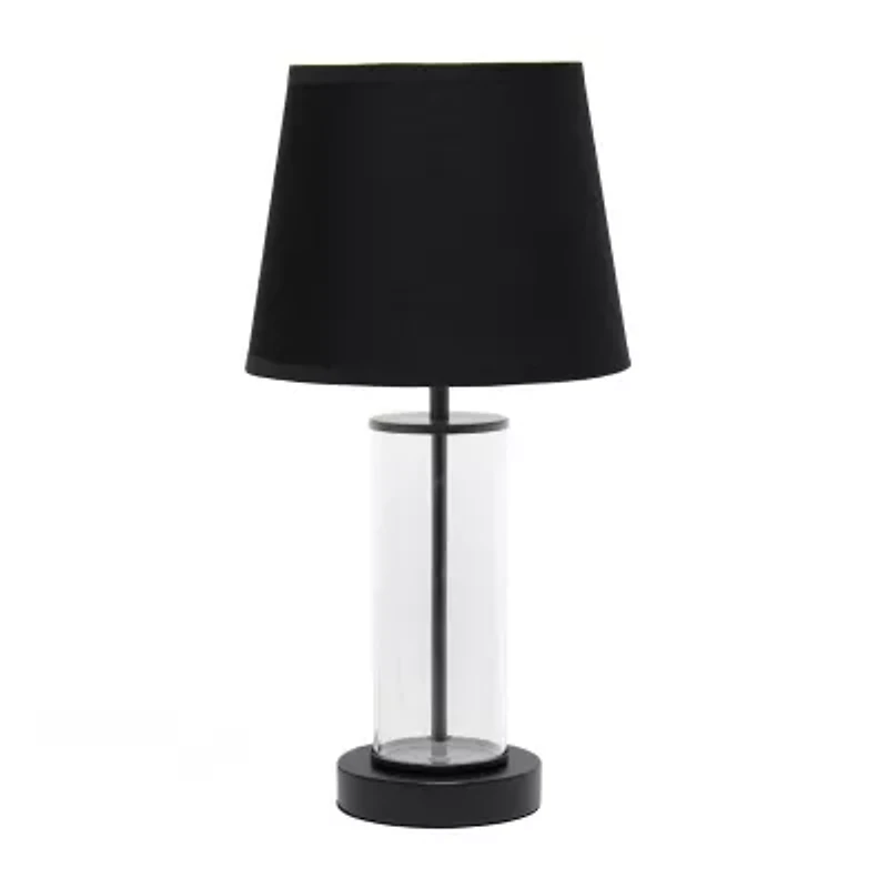 All the Rages Simple Designs Encased Metal And Clear Glass Table Lamp