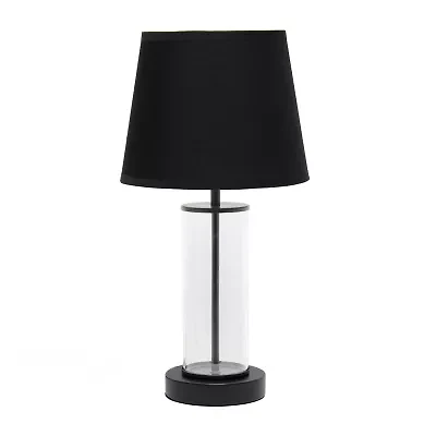 All the Rages Simple Designs Encased Metal And Clear Glass Table Lamp