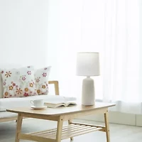 All the Rages Simple Designs Textured Linear Ceramic Table Lamp