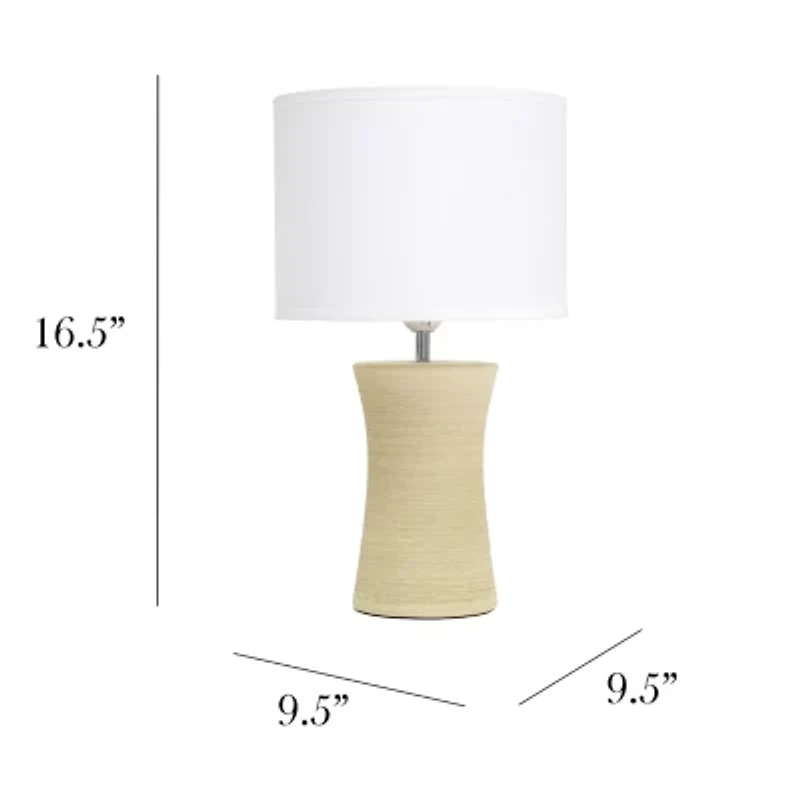 All the Rages Simple Designs Hourglass Ceramic Table Lamp